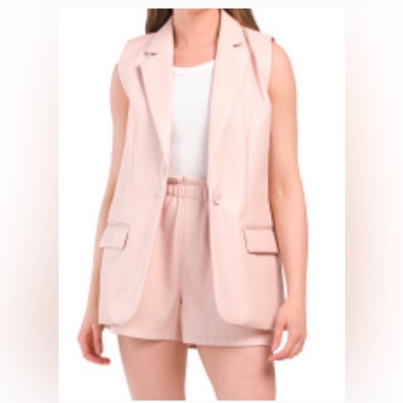 NWT Steve Madden Blush pinkSleeveless Faux leather vest and matching shorts